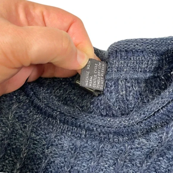 David Taylor Large Blue Cream Knit Sweater Colorblock Geometric Grandpa Core - Picture 5 of 9